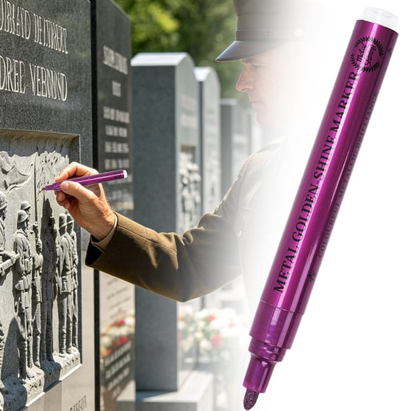 5Ml Tombstone Marker Pen For Restoring Faded Grave Inscriptions, Waterproof Fast-Drying Oil-Based Stone Touch Up Pen, Permanent Paint Markers For Granite Headstones Grave Marker Mug (Purple)