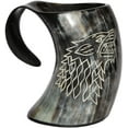 thumbnail image 1 of 5MoonSun5's - Game of thrones stark house viking drinking horn mug wolf carved tankard Drink Mead & Beer Like Game of Thrones With This Large Ale Stein - A Perfect Present For Real Men, 1 of 6