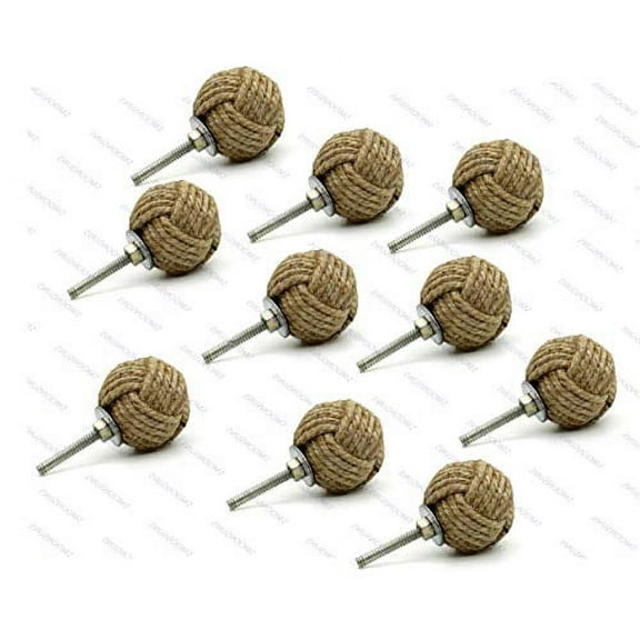 5MoonSun5's Jute Knobs Rope Knot Drawer Pulls and Knobs Pull and Push Handle Knobs for Cabinets, Wardrobes & Kitchen Cupboards Nautical knob Hardware Vintage Decor, 35 mm (Pack of 20)