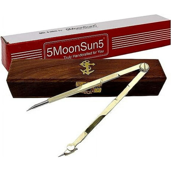 5MoonSun5's Pencil Marking Compass Circle Leather Scratch Compass Maker Scriber Marking Wing Divider, Ideal for Drawing Circles, Scribing Wood Metal, Drafting,Map Plotting with wooden box 6inch