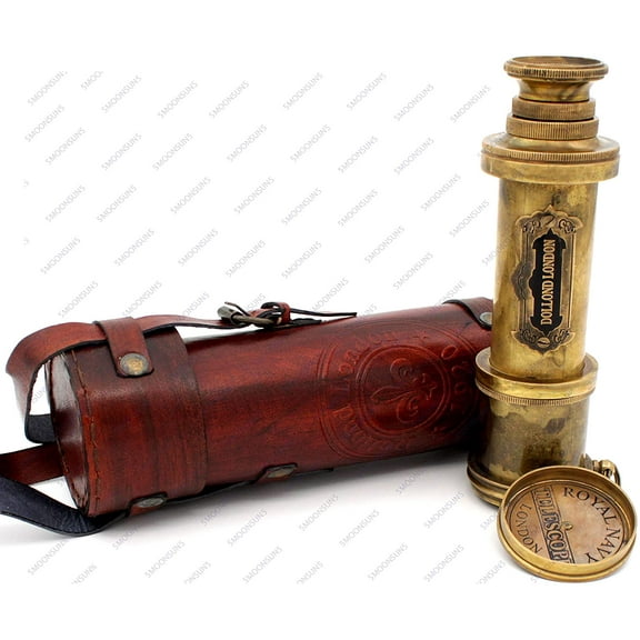 5MoonSun5's Pirate Brass Telescope, Spyglass Collapsible Monocular Decorative with Glass Optics for Kids Travel, Hiking, Hunting, Navigation with High Resolution, and Finish by Commando Antique 17inch