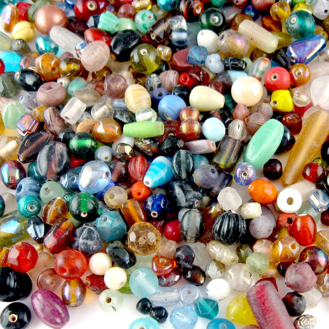 5OZ=142g Bulk assorted shapes and sizes 6-12mm glass beads Mixed