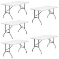 (5PACK) 30'' X 60'' Rectangular Granite White Plastic Folding Table Plastic Folding Banquet