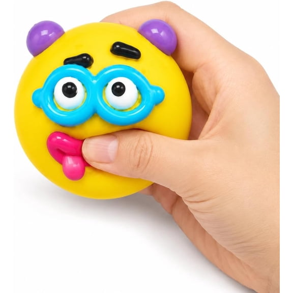 5PACK Funny Face Squishy Stress Balls, Stress Relief Desk Accessory for Adults (Yellow one)