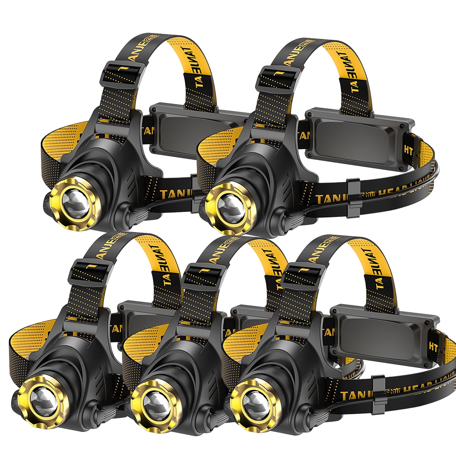 5PACK Headlamp Rechargeable Battery Powered 1200Mah Super Bright Up to 600 Lumens 3 Modes LED Headlamps for Camping Hiking,with Adjustable Headband,USB Cable Included,Adults