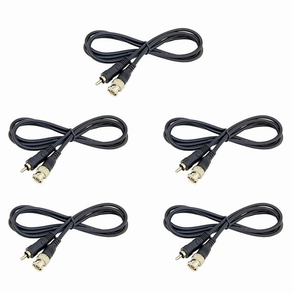 5PC 1.5M BNC to AV Cable Bnc to Male Adapter Video Recorder Tv Line Q9 Monitoring,5 x 1.5M Coaxial extend cable,Black
