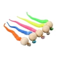 thumbnail image 1 of 5PC 2025 Wiggly Cat Toy Simulation Worm with Bell Ribbon Metal Wooden 19cm for Pet Exercise, 1 of 6