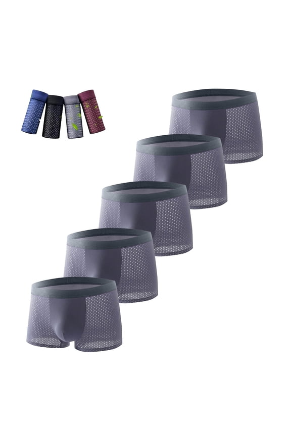5PC 2XL Men's Boxer Briefs - Dark Gray, 100% Polyester Breathable Underwear - Quick-Drying, Durable for Active & Daily Use