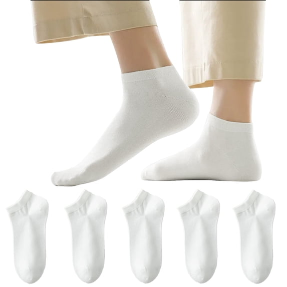 5PC Ankle Socks for Women Thin Short Breathable Solid Color Skin-Friendly High Density Knit for Summer Sports Workout Office Daily Wear