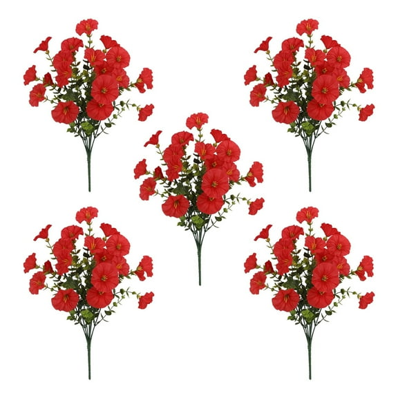 5PC Artificial Morning Glory Flowers Set Outdoor Silk Flowers Garden Patio Decor Realistic Floral Arrangements Weather Resistant Decorations