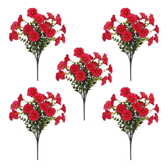 5PC Artificial Morning Glory Flowers Set Outdoor Silk Flowers Garden Patio Decor Realistic Floral Arrangements Weather Resistant Decorations