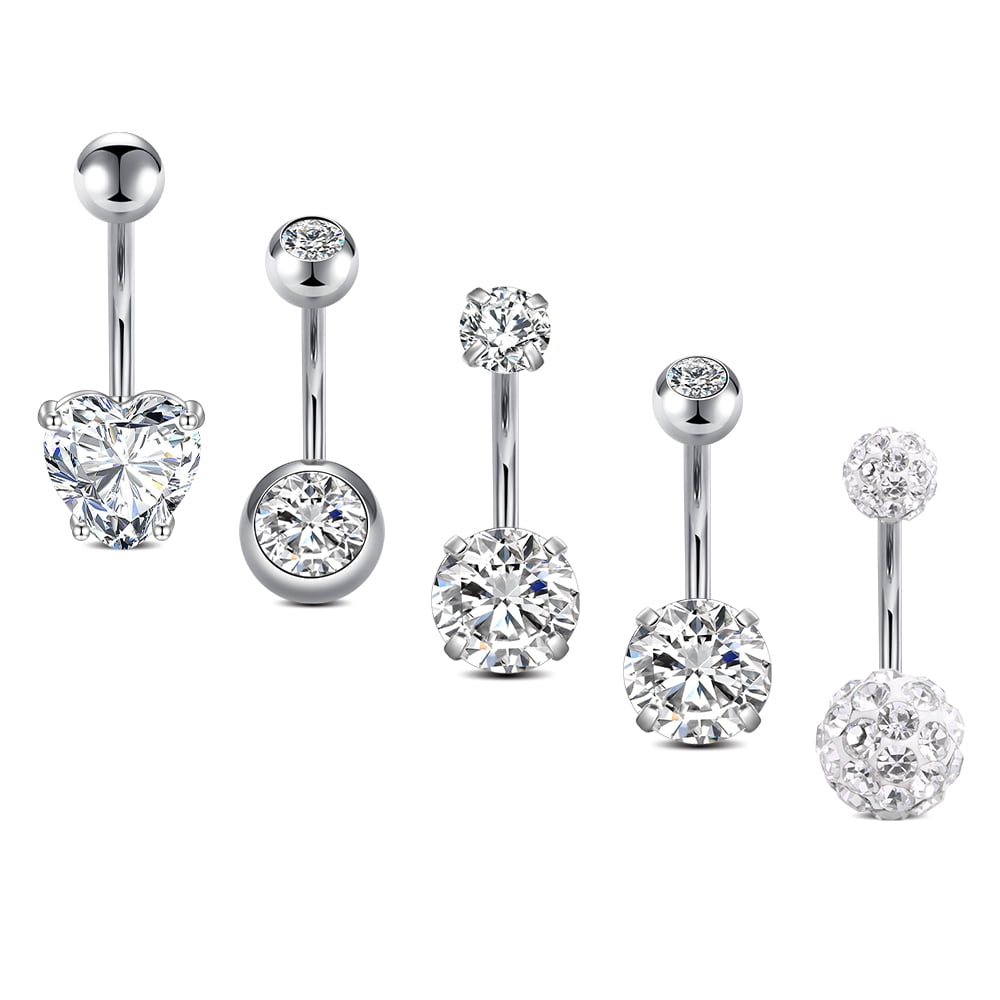 Briana Williams Belly Button Rings, 14G Multicolor, Surgical Steel, CZ ...