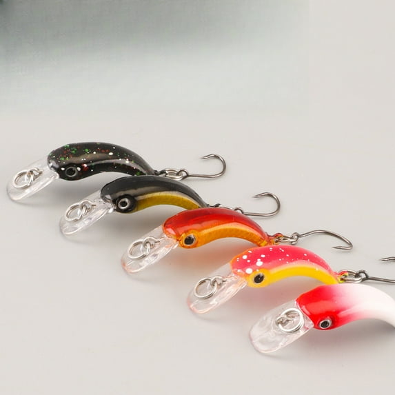 5PC Biqianwo Fishing Lures Minow Micro-Object Luya Bait Micro-Object Mini Bow-Shaped Single Hook  Rice Worm Rock Throw Type