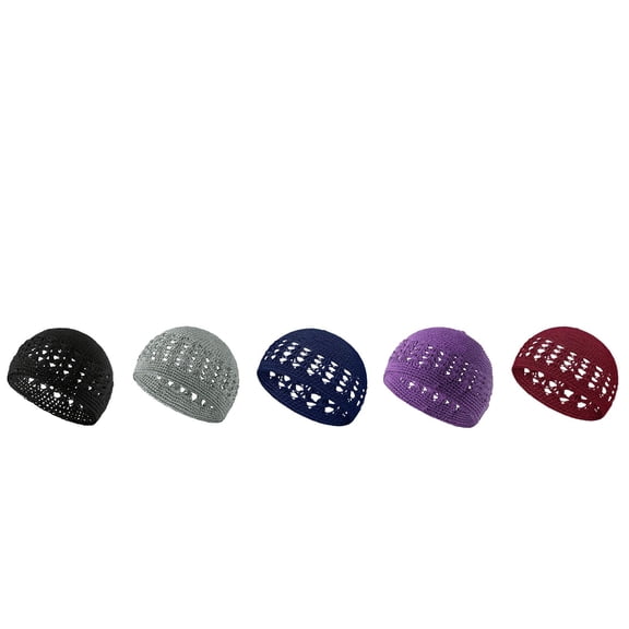 5PC Boyiee 6 Pcs Kufi Hats Beanie Skull Caps - Solid Colors Stretchy Knitted Crochet Hat for Men, Women, Teens