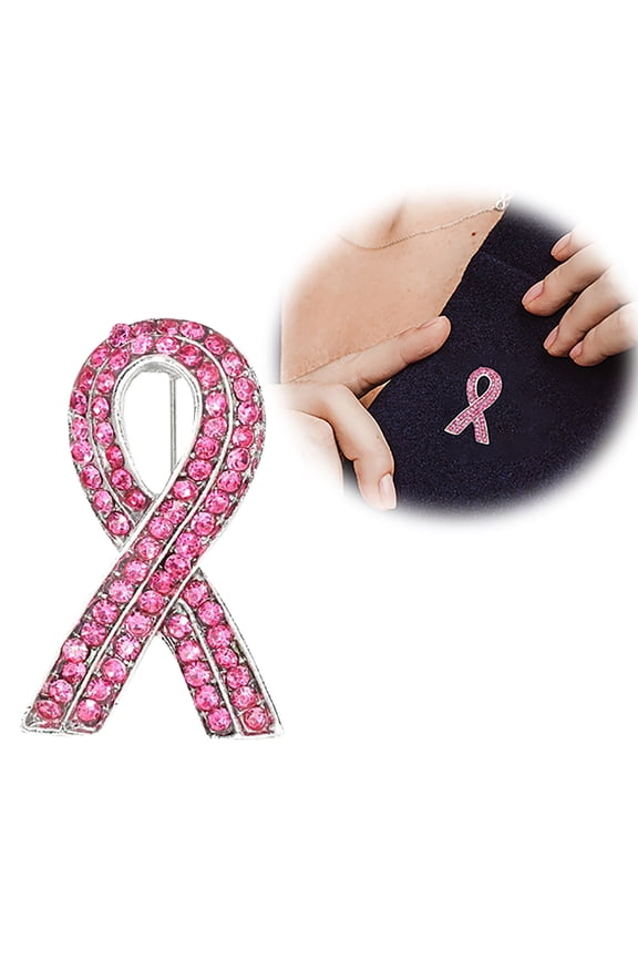 5PC Cancer Awareness Brooch Pin â Pink Ribbon Rhinestone Lapel Pin with Butterfly Design, Symbol of Love, Faith & Hope â Support Survivors & Awareness Jewelry