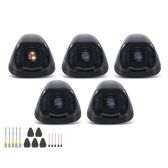 5PC Cab Roof Clearance Marker Lamps w/ LED Lights Fit For Ford E150 E250 E350 E450 F150 F250 F350 F450 F550 Super Duty Truck 1999-2017