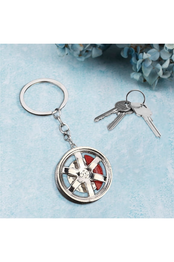 5PC Christmas party decorations indoor Male And Female Small Gift Pendants Car Keychain Alloy Car Wheel Keychain Tire Rim Keychain Car Parts Model Key Chains Car Keyring Pendant