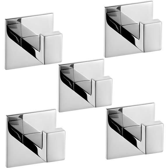 5PC Chrome 304 Stainless Steel Towel Hook Hanger for Bathroom Towel Robe Hook Coat Hanger Self-Adhesive