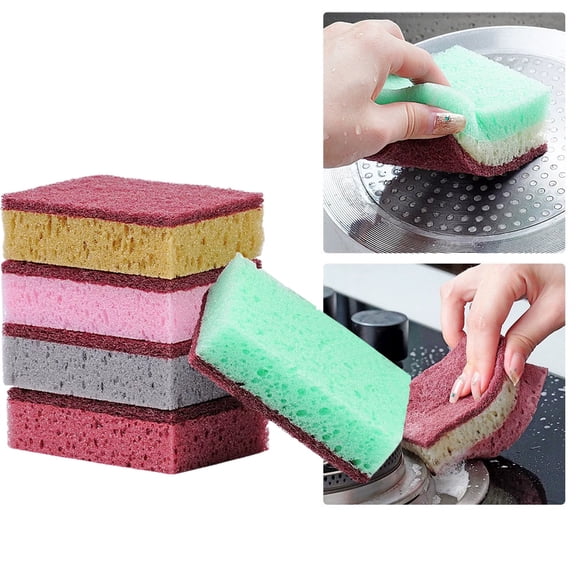 5PC Cleaning Sponge Wipe Sets, Multi-Purpose Scouring Pad, Thick Multi-Hole Sponge Wipes, Household Cleaning Sponges, Non-Scratch Cleaning Sponge for Kitchen, Bathroom,3.94×2.76×1.57 in,2 Color