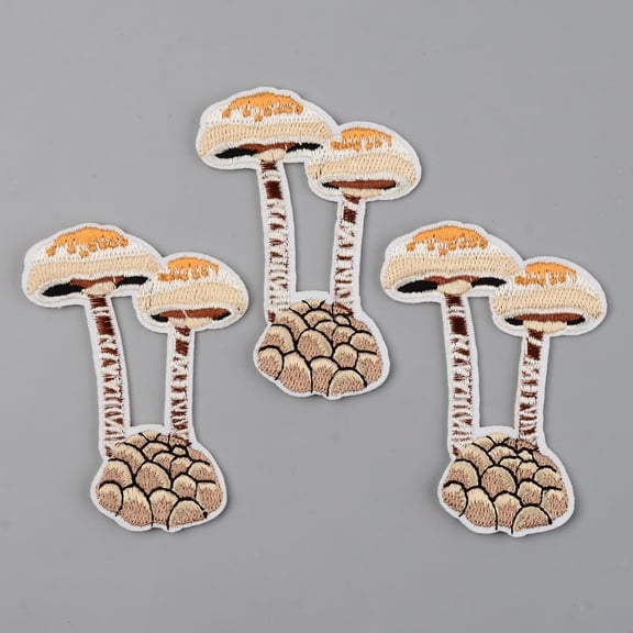 5PC Computerized Embroidery Mushroom Iron-on/Sew-on Patches Colorful Appliques for Clothing Bags Crafts DIY Projects and Customization (71x52x1.5mm) for DIY