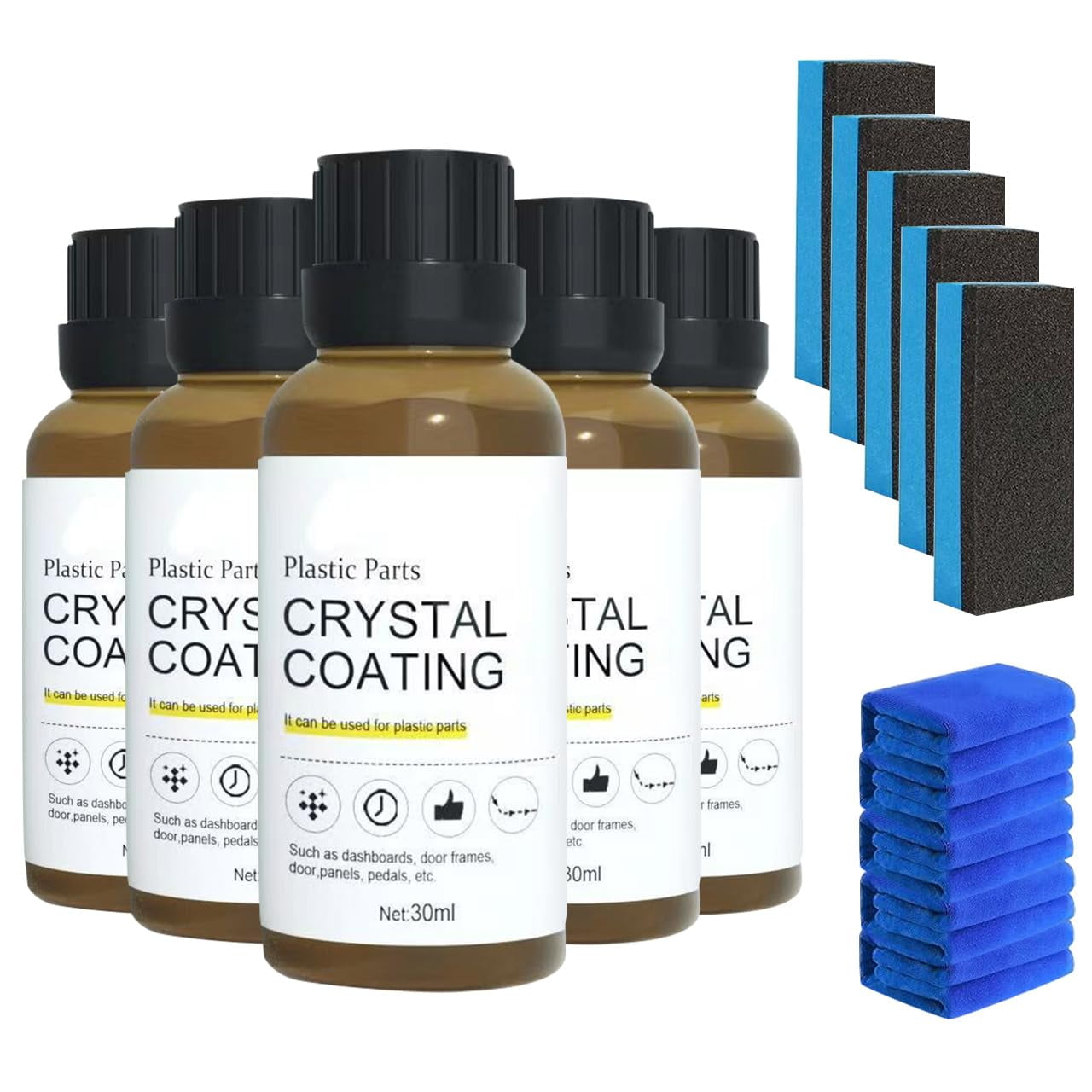 Endxedio Plastic Parts Refresher - 3x Plastik Politur Für Auto Kunststoffteile Mit Schwamm
