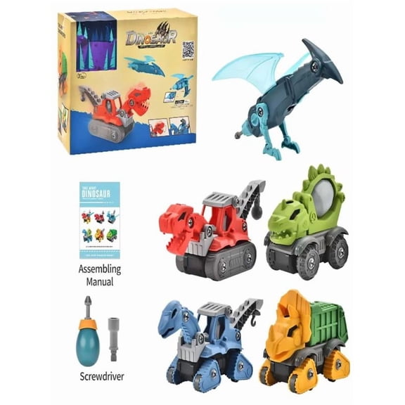5PC Dinosaur Toys for Kids, Take Apart Dinosaur Toys with Electric Drill for 3 4 5 6 7 8Year Old Boys and Girls, STEM Construction Building Play Toy for Christmas Birthday Gifts
