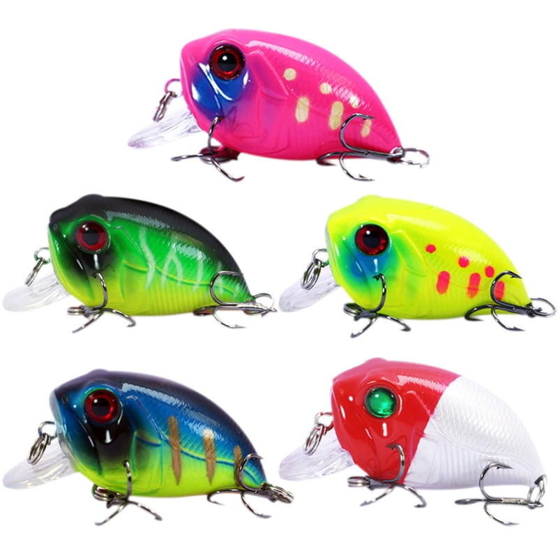 5PC Fishing Lures Jigs Rock Fishing Minnow Bait Plastic with Hook Small Steel Beads
