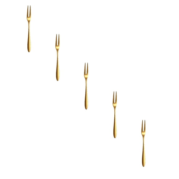 5PC Fruit Forks, Stainless Steel Dessert Forks, Small Appetizer Forks, Two-Prong Forks for Cake Pastry Charcuterie Board Tasting,5.1x0.4 Inch