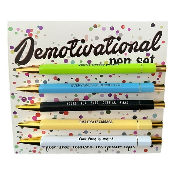 5PC Fun Demotivatopnal Theme Gel Pen Ballpoint Pen Fun Copywriting Pen Set 1ML