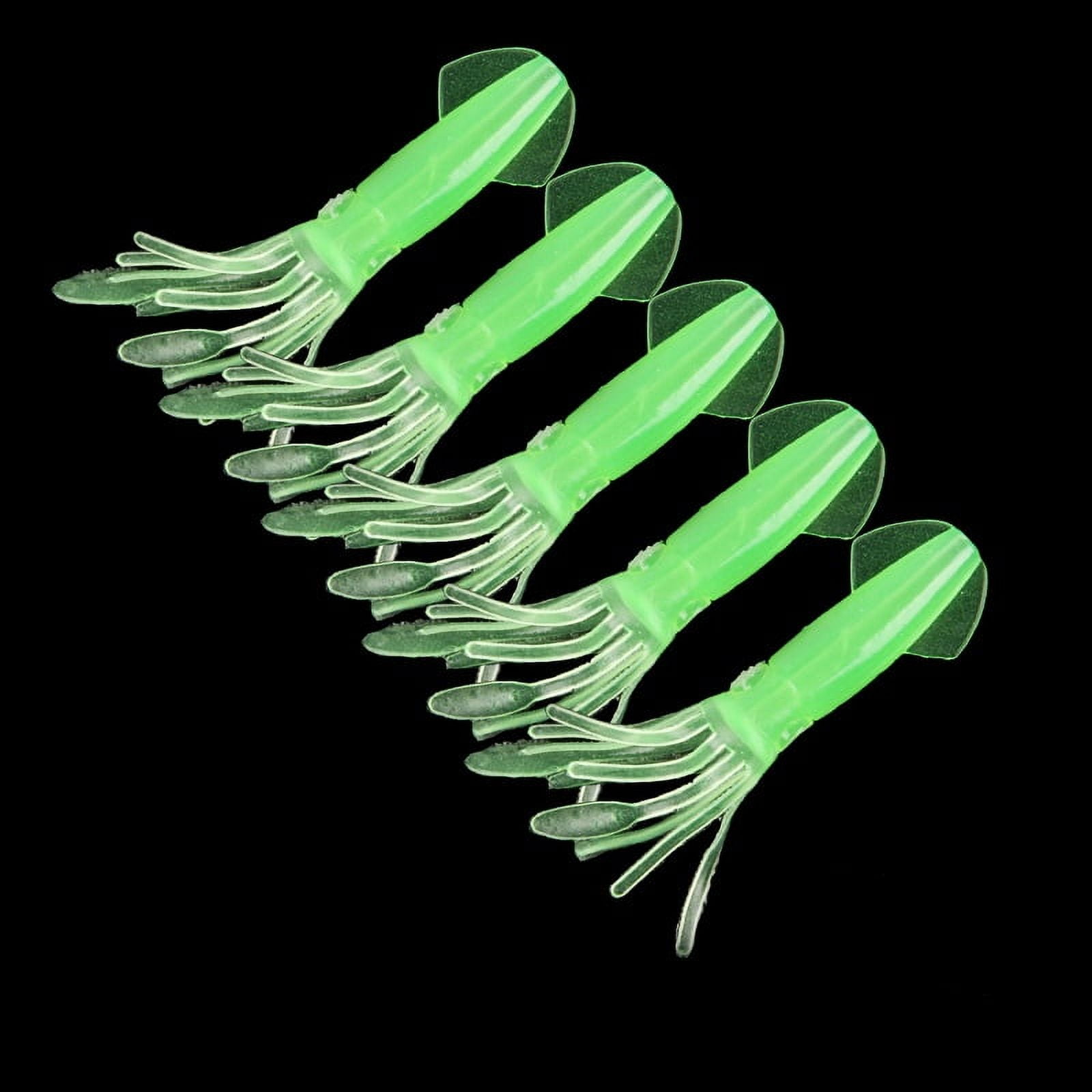 5PC Glow-in-the-Dark Squid Fishing Lure - Lifelike Artificial Octopus Soft Bait for Saltwater and Freshwater Fishing