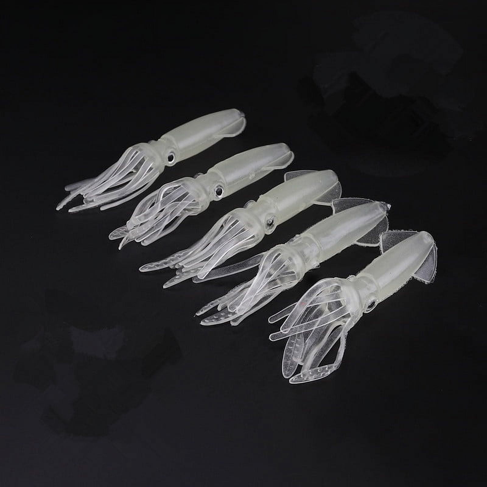 5PC Glow-in-the-Dark Squid Fishing Lure - Lifelike Artificial Octopus Soft Bait for Saltwater and Freshwater Fishing
