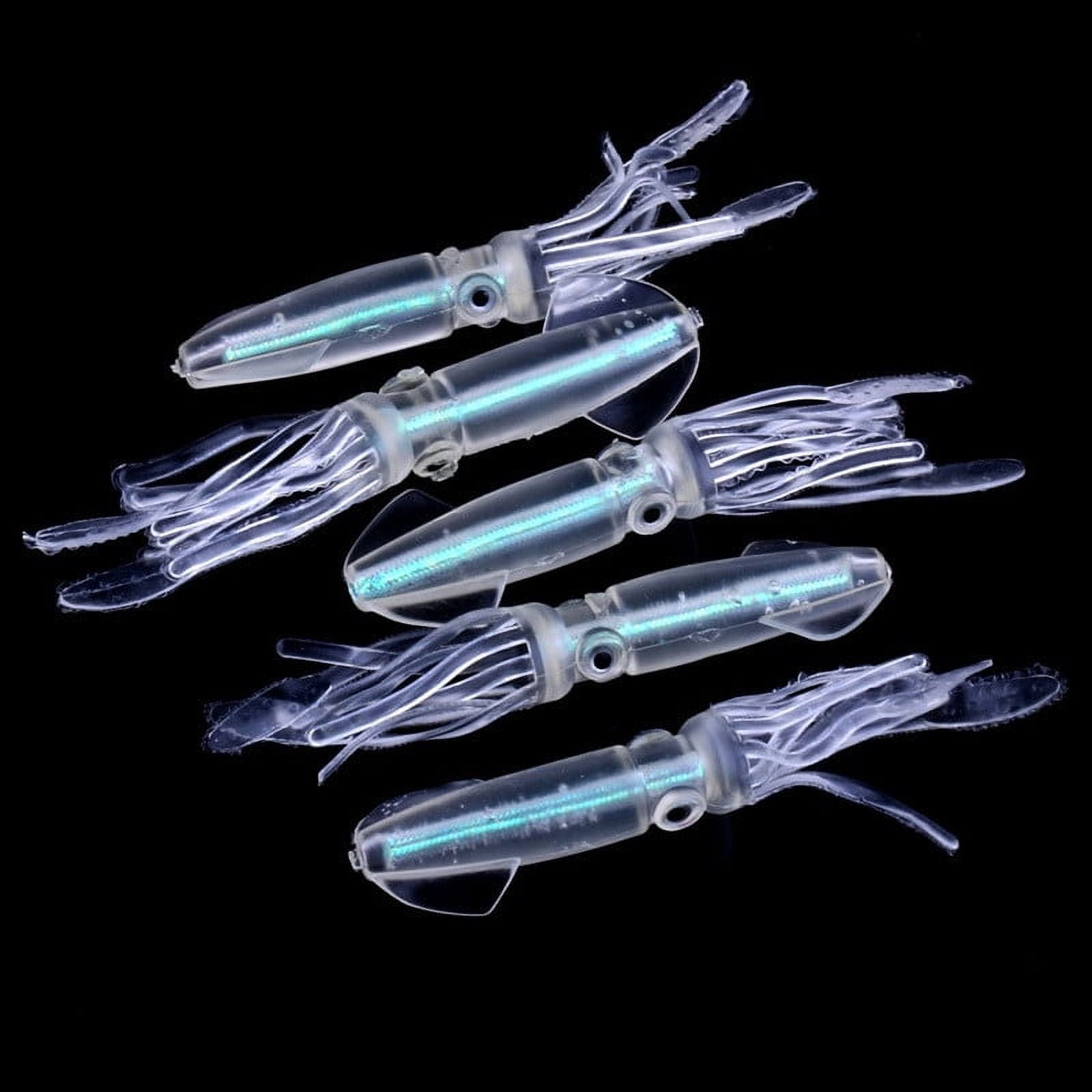 5PC Glow-in-the-Dark Squid Fishing Lure - Lifelike Artificial Octopus Soft Bait for Saltwater and Freshwater Fishing
