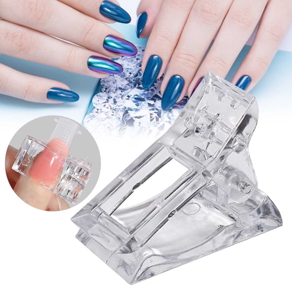 5PC Hot Nail Clips - Crystal Nail Tip Fixing Clips, Reusable Acrylic Manicure Tool, Dual Nail Extension Holder, Transparent Nail Art Accessory, Salon Home DIY, Safe for Sensitive