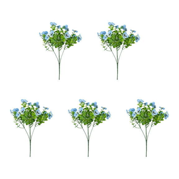 5PC Ideally Suited To Outdoor Indoor Garden Home Decoration, Faux Flower Daisy with Eucalyptus Leaves Fake Plants Greenery Boxwood Porch Patio