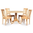 thumbnail image 1 of 5PC Kitchen Round Table with 2 Drop Leaves and 4 Chairs with Wood Seat, 1 of 1