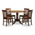 thumbnail image 1 of 5PC Kitchen Round Table with 2 Drop Leaves and 4 Slatted-back Chairs with Wood Seat, 1 of 1