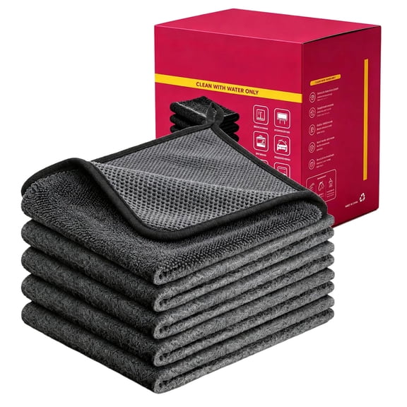 5PC Magic Cleaning Cloths, Reusable, Thickened, for Kitchen, Glass, and Car Windows, Lint-Free Wipes