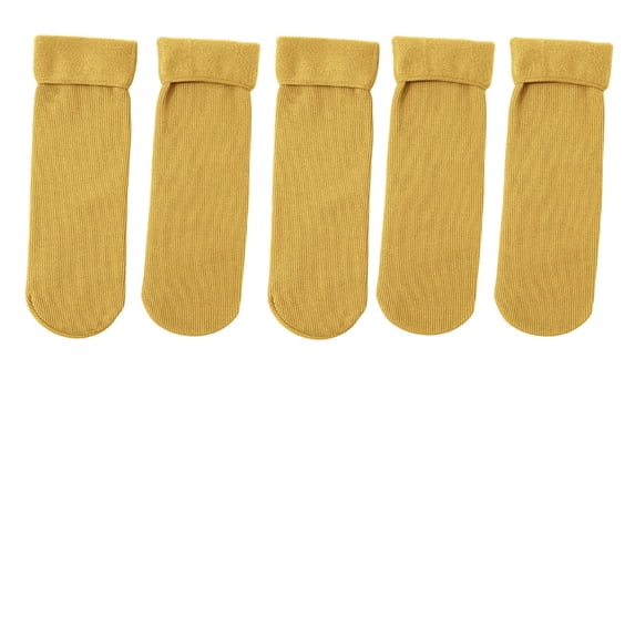 5PC Mid-Calf Socks for Women Men Unisex Solid Color Double-Layer Fleece Anti-Slip Thick Plush Lined for All Daily Cold Weather Scenes