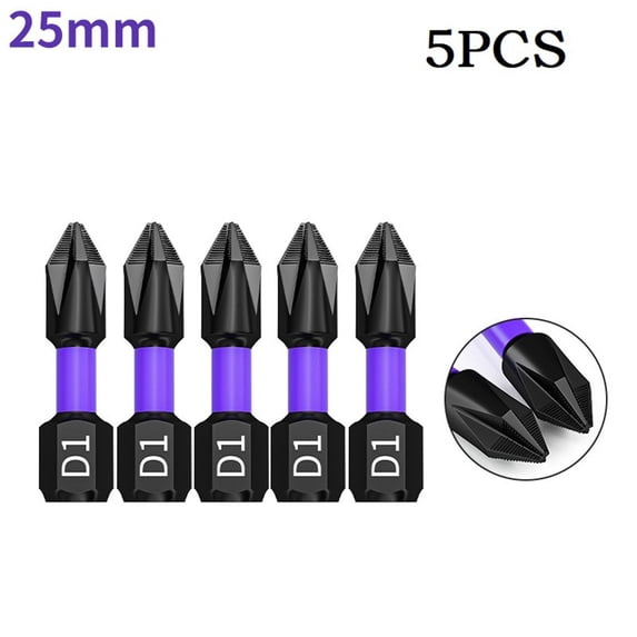 5PC Non-slip PH2 Magnetic Batch Head Cross Screwdriver Hardness Impact Drill Bit