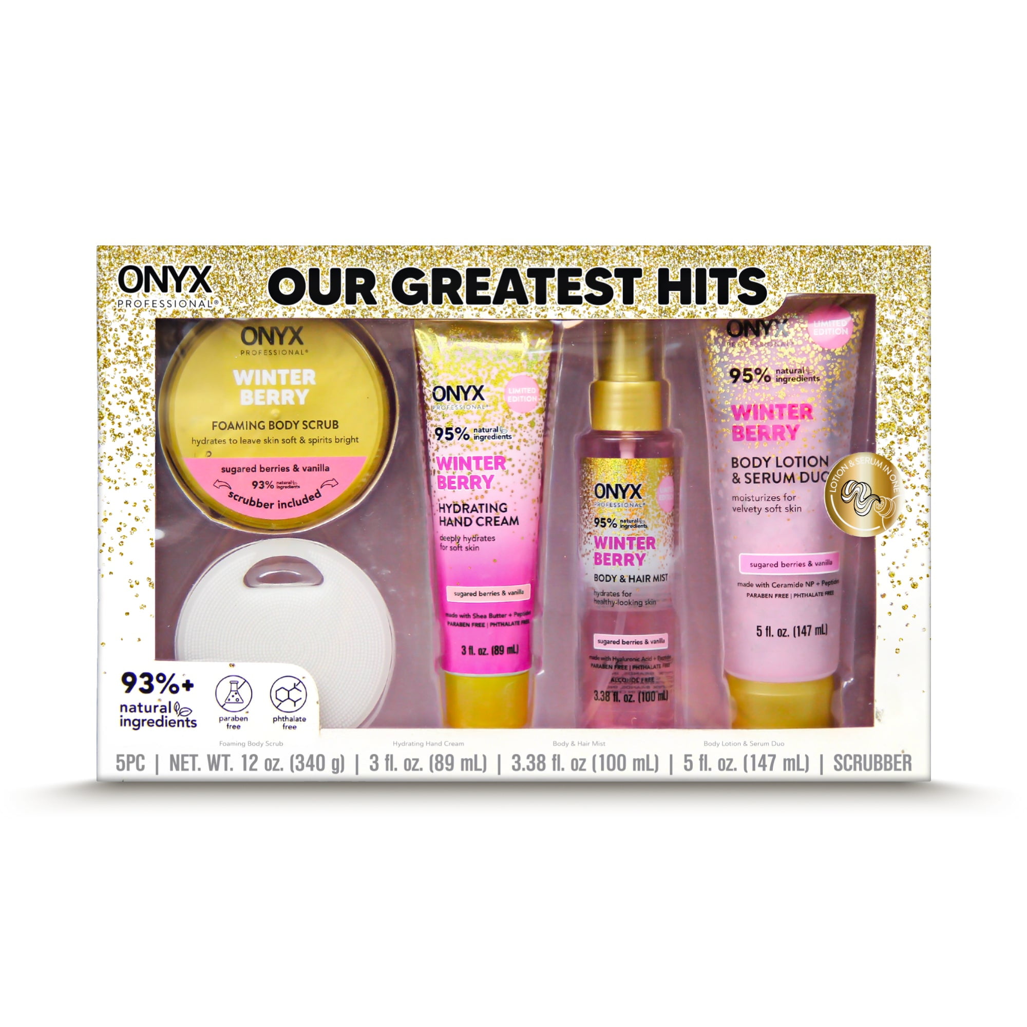 ONYX Professional Our Greatest Hits Bath Gift Set, Winter Berry, 5 Piece