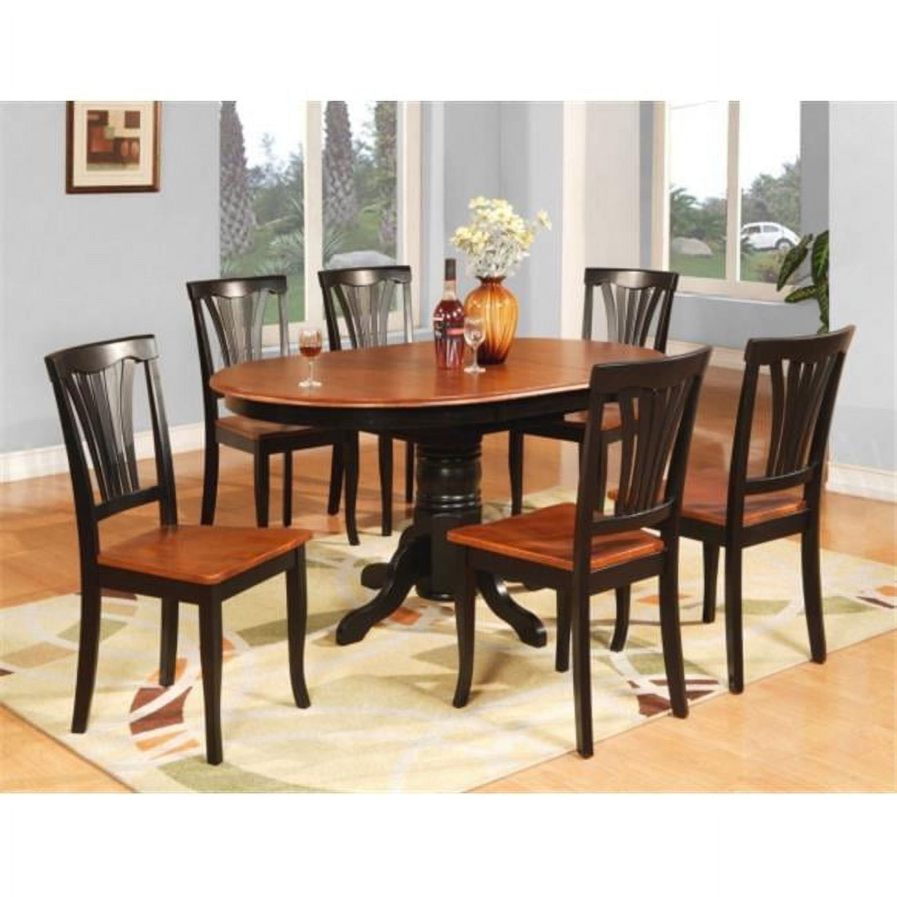 5PC Oval Dining Set with Single Pedestal with 18 in. leaf Avon Table ...