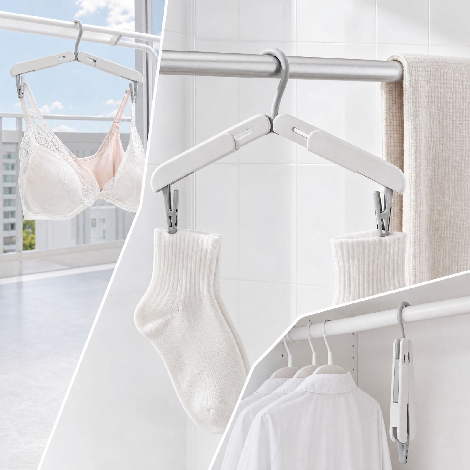 Transportable Clothes Rack 5PC Portable Folding Clothes Rack - Travel Multifunctional Hanging Rack ...