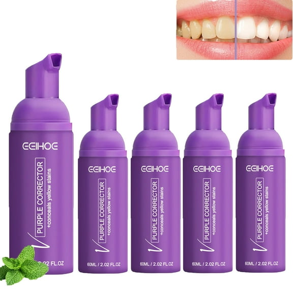 5PC Purple Toothpaste for Teeth Whitening, Can Gently And Effectively Clean Teeth Dirt And Pigment Deposits 60ml, not sensitivity