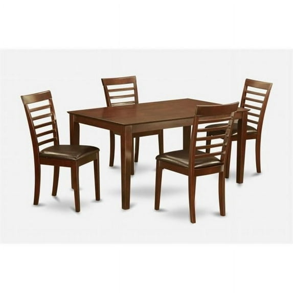 5PC Rectangualar Table and 4 Milan Leather padded seat ladder back chairs