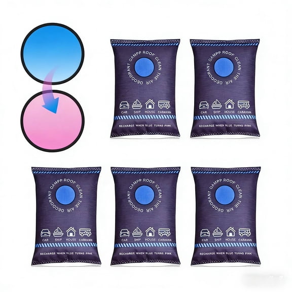 5PC Reusable Dehumidifier Bags, 100g Rechargeable Desiccant Packs for Moisture Absorption, Fits Car Truck RV Closet Basement Toolbox