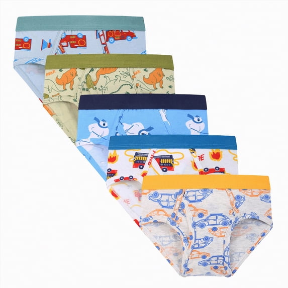 5PC Rotm Upairy Training Pants for Boys Boys Dinosaur Underwear Soft Cartoon Colorful Boxer Shorts Briefs with Fun for Kids White,4-5 Years