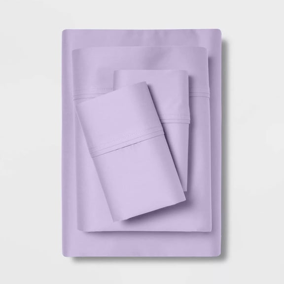 5PC Split Bedsheet Set- 400TC-1 Flat Sheet, 2 Fitted Sheet with 30" Deep Pocket for Adjustable Beds & 2 Pillow Cover-100% Egyptian Cotton-Lavender Solid, Split Cal-King Size