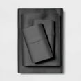 thumbnail image 1 of 5PC Split Sheet Set-1 Flat Sheet, 2 Fitted Sheet with Fits Up to 15" Deep Pocket & 2 Pillowcover-400TC-100% Egyptian Cotton-Easy Fit & Soft-Dark Gray Solid-Split Queen Size, 1 of 5