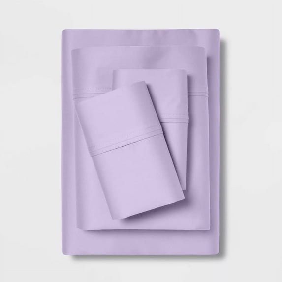 5PC Split Sheet Set-1 Flat Sheet, 2 Fitted Sheet with Fits Up to 28" Deep Pocket & 2 Pillowcover-400TC-100% Egyptian Cotton-Easy Fit & Soft-Lavender Solid-Split King Size