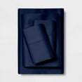 thumbnail image 1 of 5PC Split Sheet Set-1 Flat Sheet, 2 Fitted Sheet with Fits Up to 28" Deep Pocket & 2 Pillowcover-400TC-100% Egyptian Cotton-Easy Fit & Soft-Navy Blue Solid-Split King Size, 1 of 5